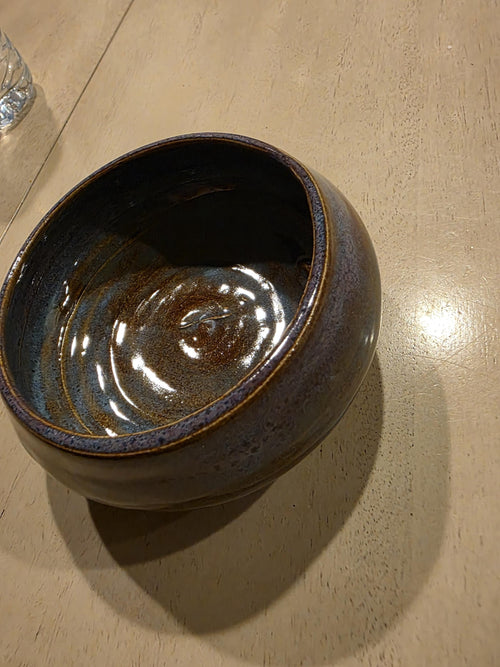 Blue rutile and merlot soup bowl, handmade by Outer Reef Ceramics