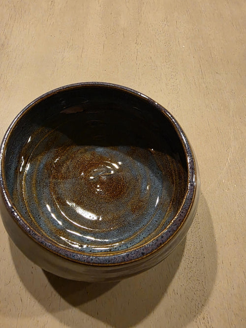 Blue rutile and merlot soup bowl, handmade by Outer Reef Ceramics