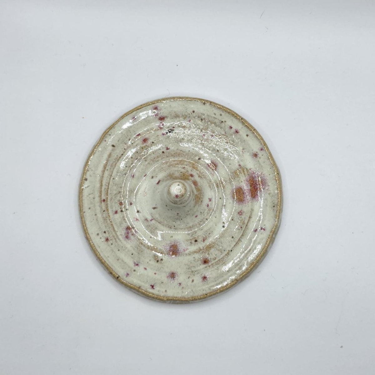 Speckled blush ring holder, handmade by Outer Reef Ceramics