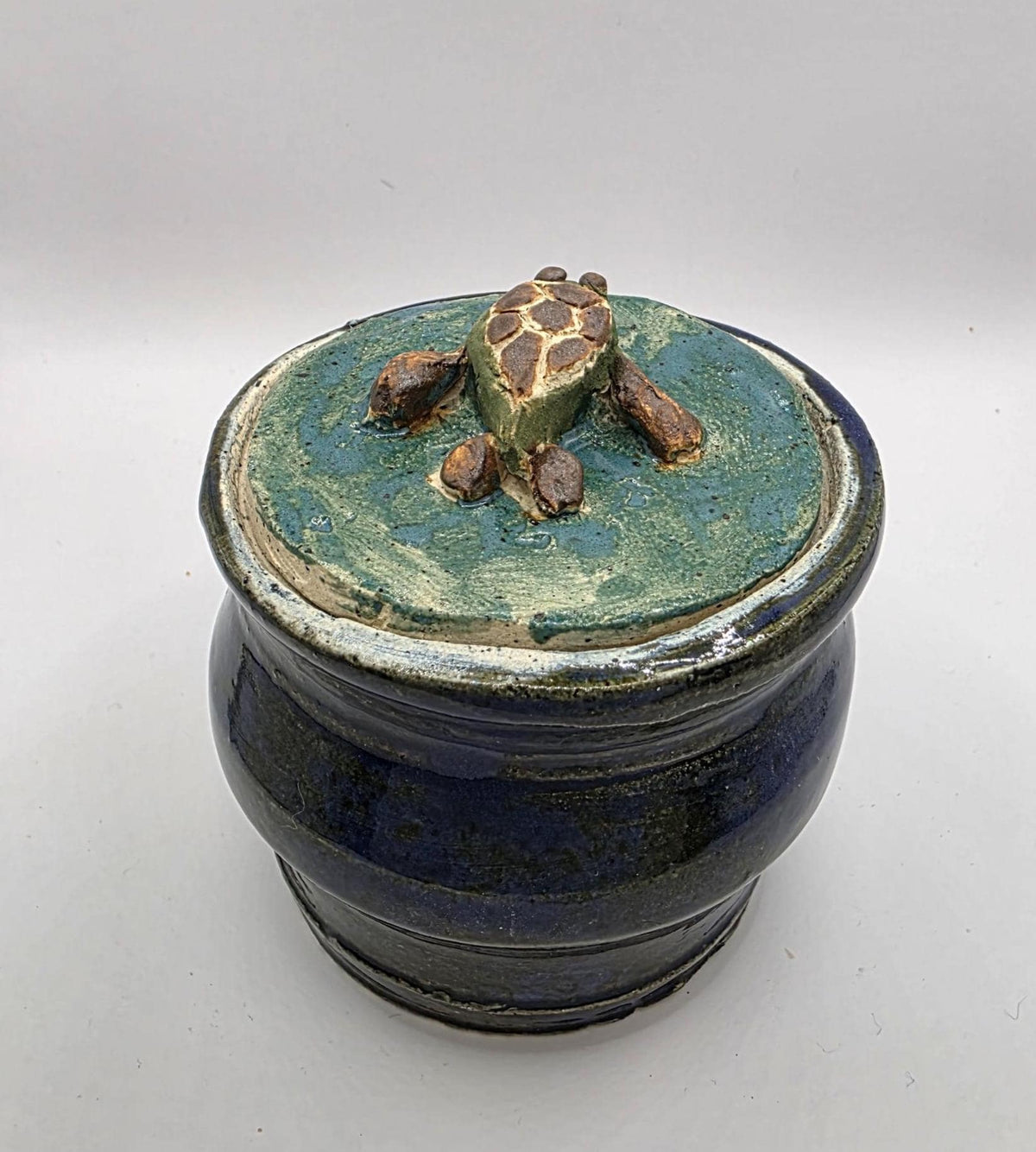 Sea turtle lidded jar, handmade by Outer Reef Ceramics