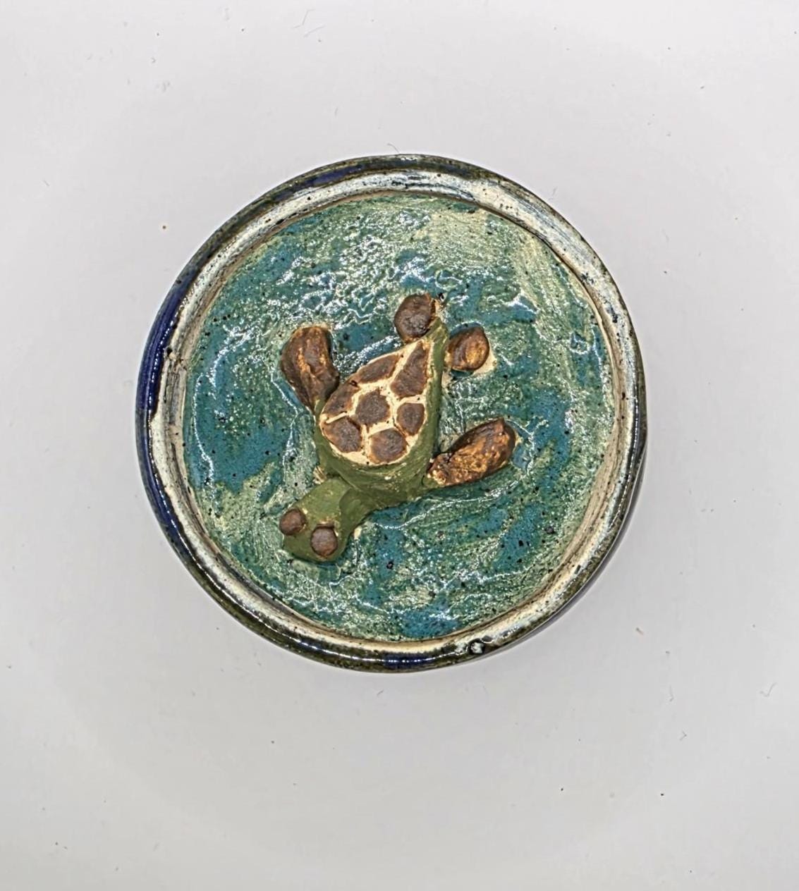 Sea turtle lidded jar, handmade by Outer Reef Ceramics