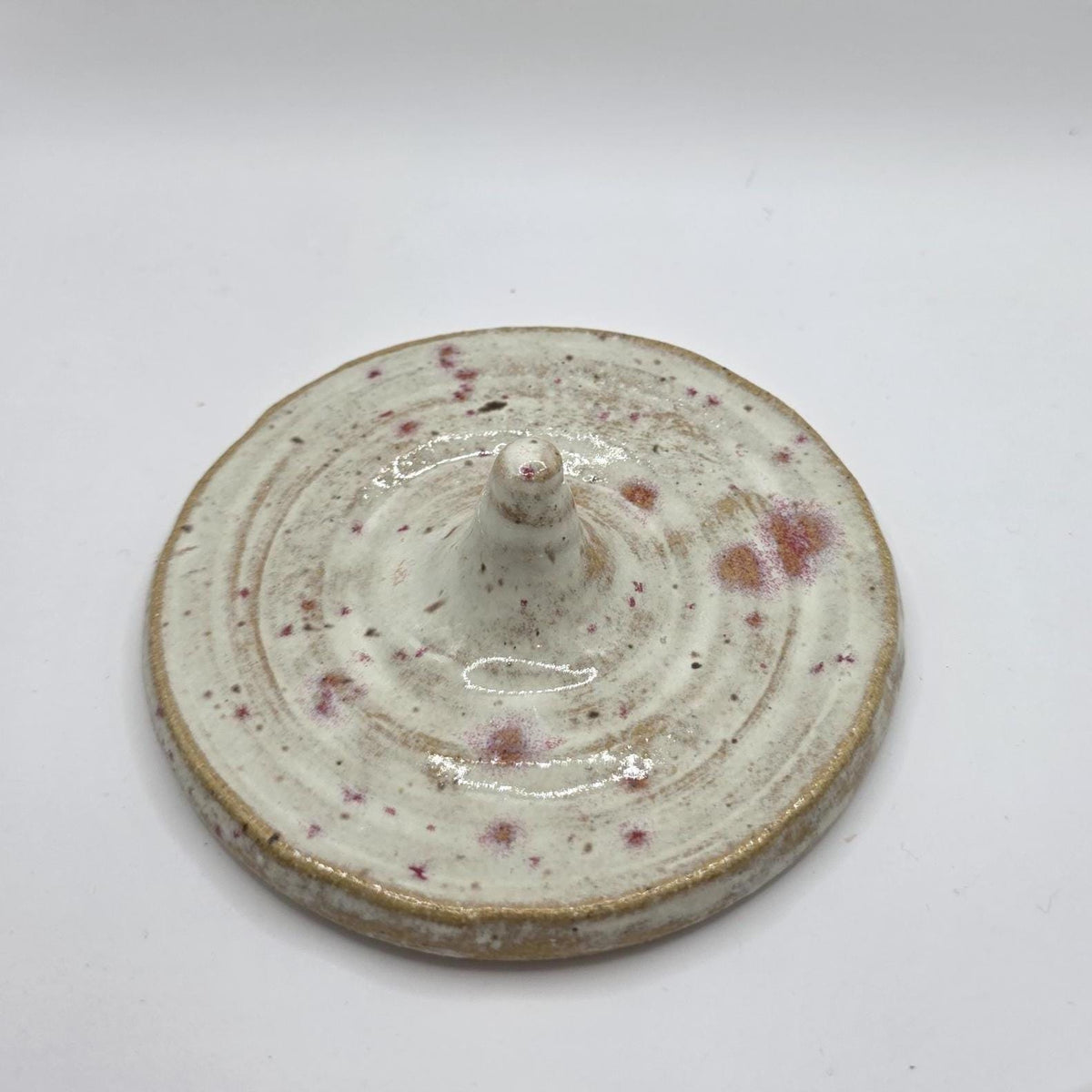 Speckled blush ring holder, handmade by Outer Reef Ceramics