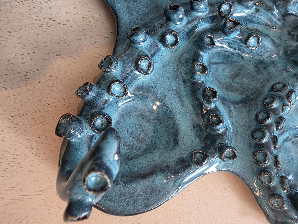 Turquoise octopus charcuterie board, handmade by Outer Reef Ceramics