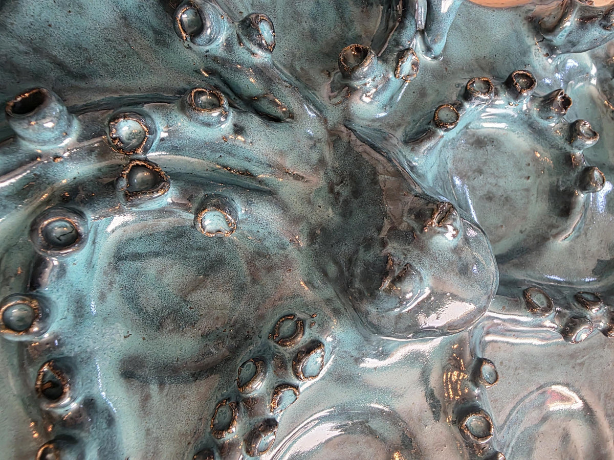 Turquoise octopus charcuterie board, handmade by Outer Reef Ceramics