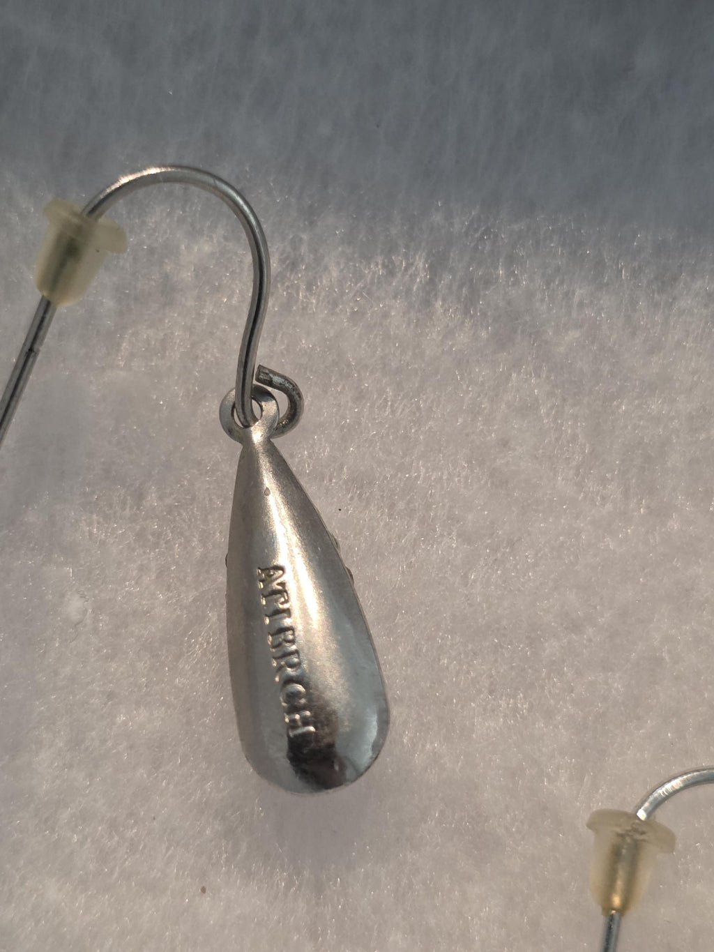 Vintage Sterling Silver Pave Teardrop Earrings, Black and Clear Rhinestone Dangles