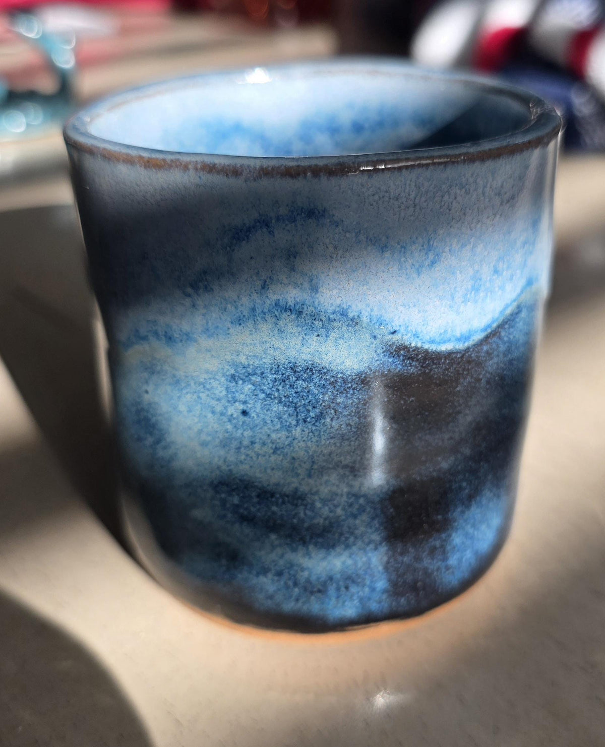 Sapphire blue ombre tumbler, handmade by Outer Reef Ceramics