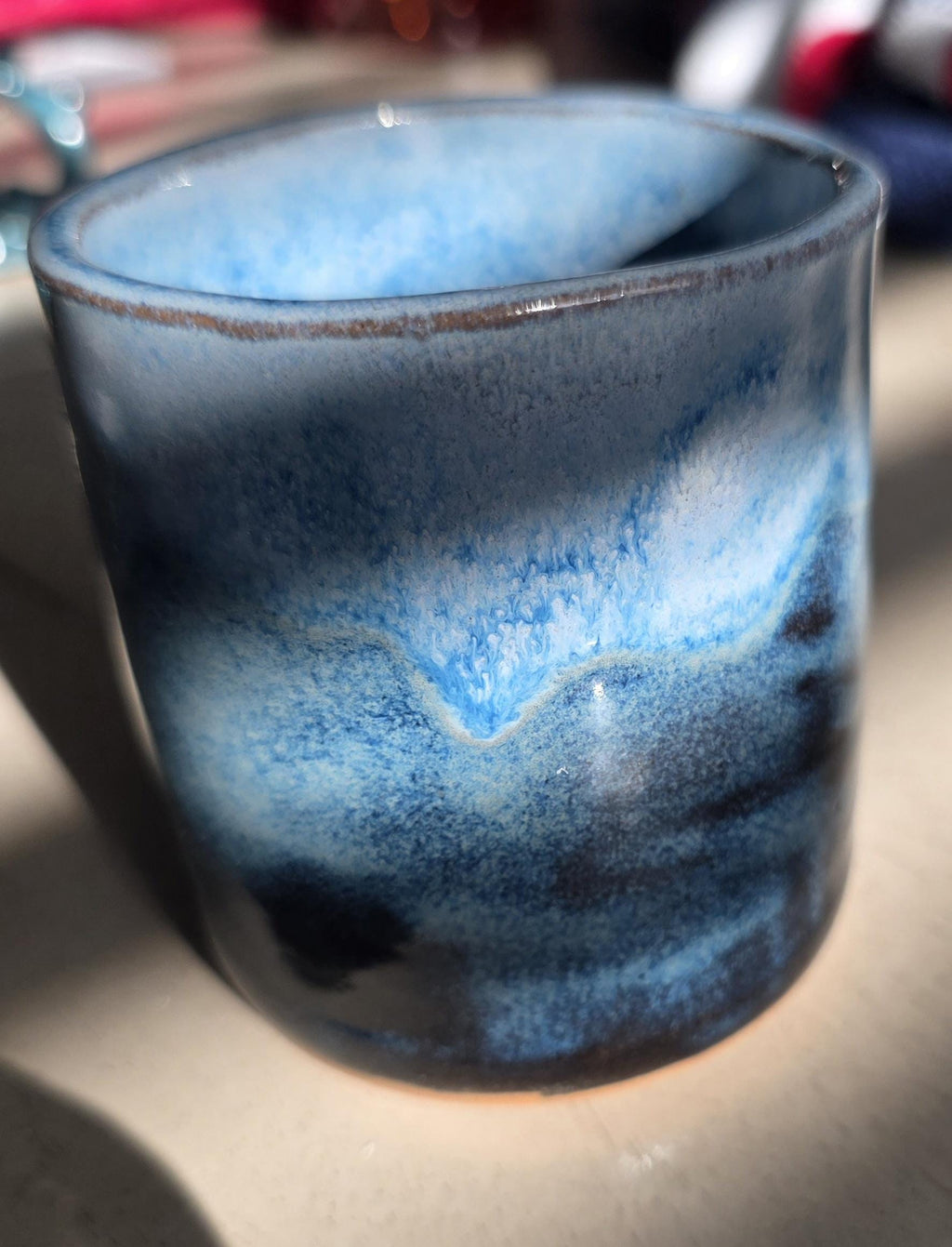 Sapphire blue ombre tumbler, handmade by Outer Reef Ceramics