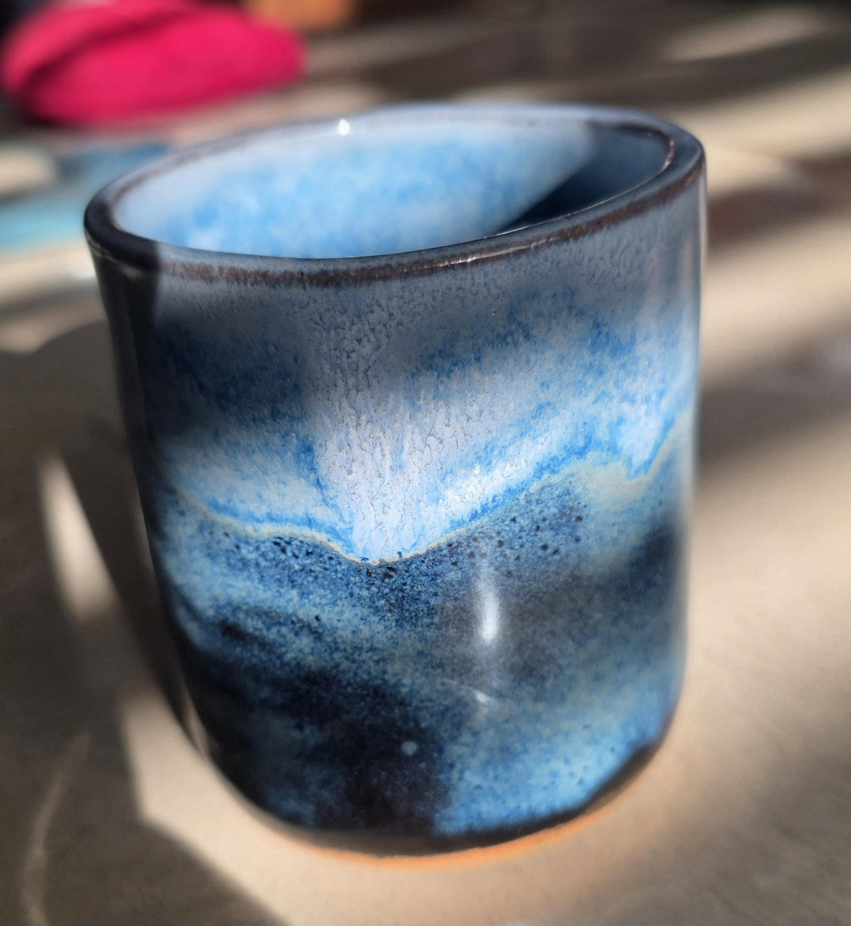 Sapphire blue ombre tumbler, handmade by Outer Reef Ceramics