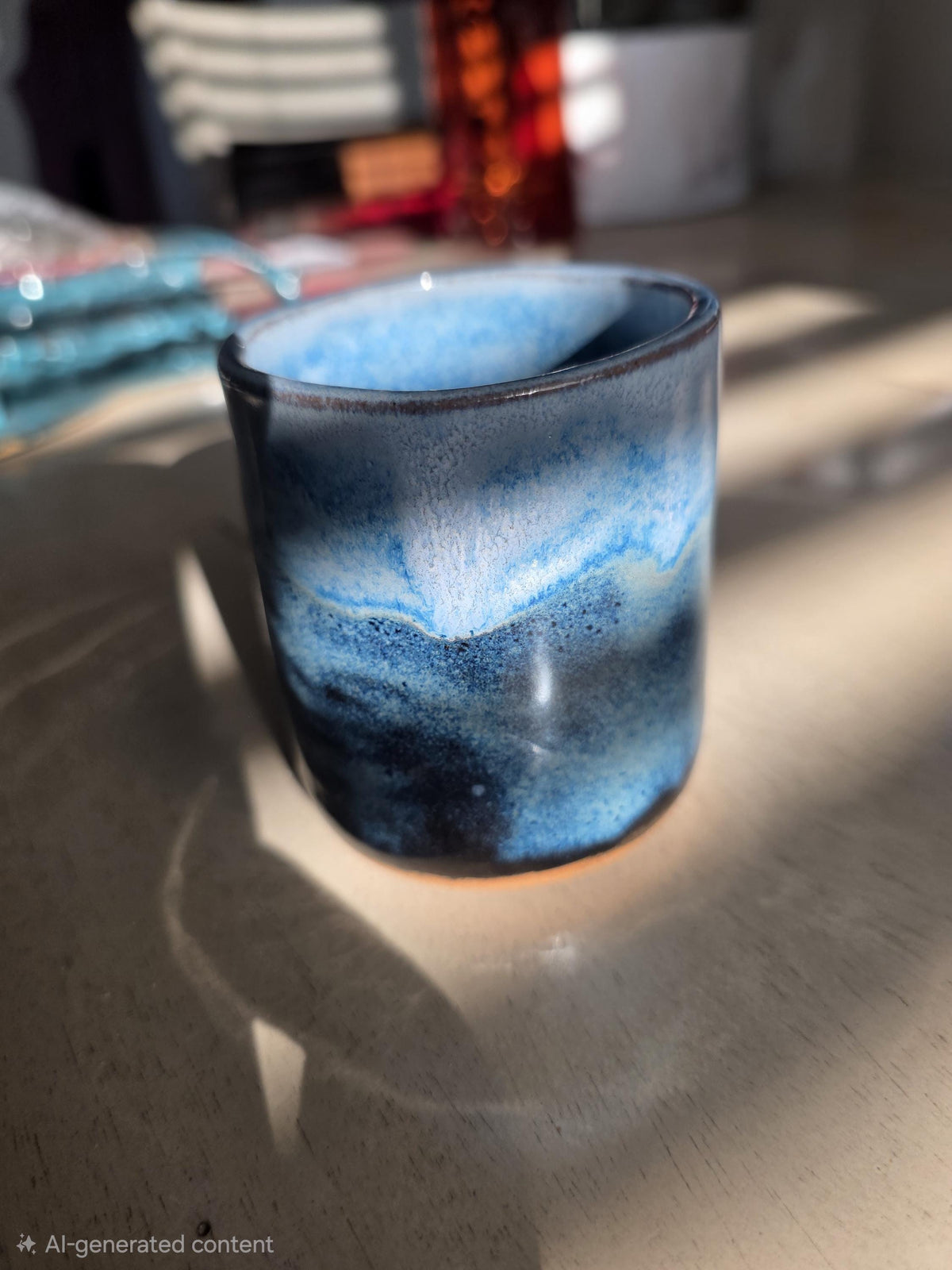 Sapphire blue ombre tumbler, handmade by Outer Reef Ceramics