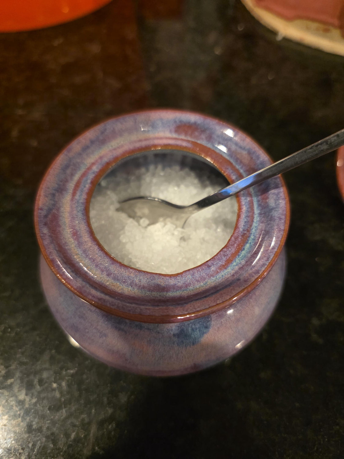 Pink and purple ombre salt cellar, handmade by Outer Reef Ceramics