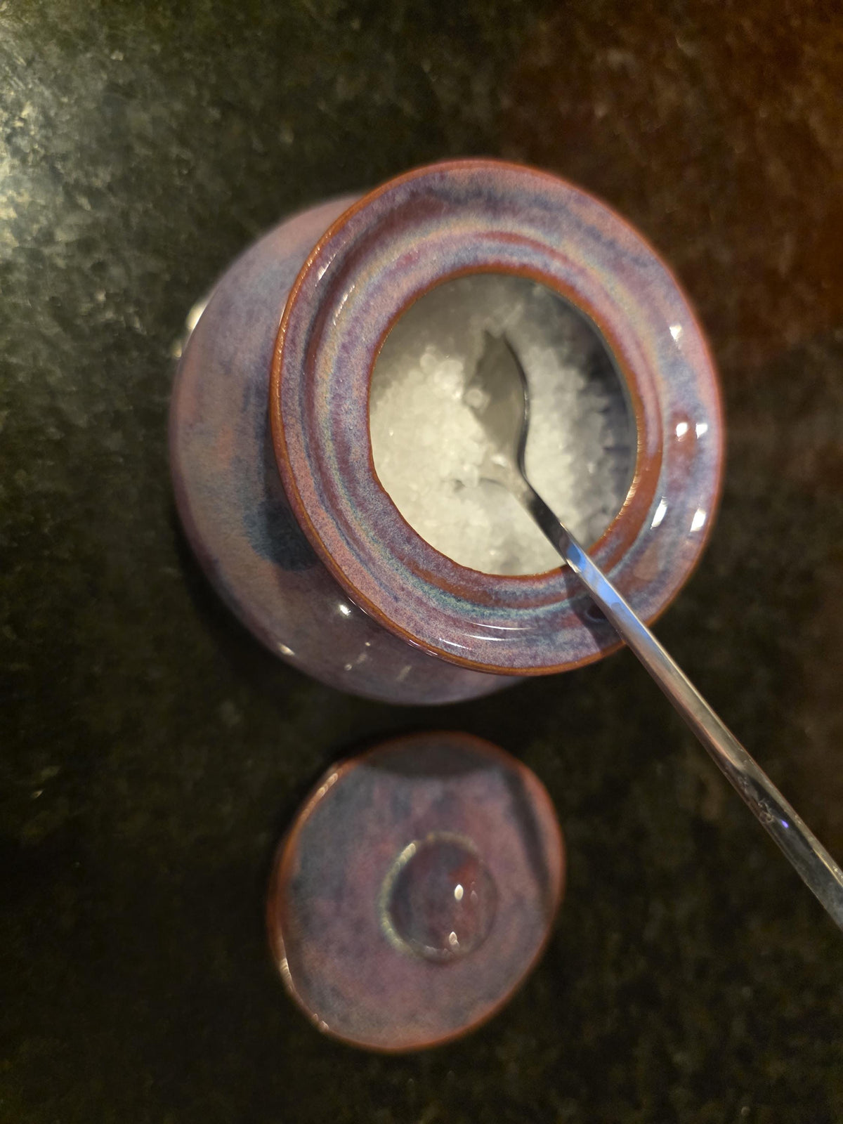 Pink and purple ombre salt cellar, handmade by Outer Reef Ceramics
