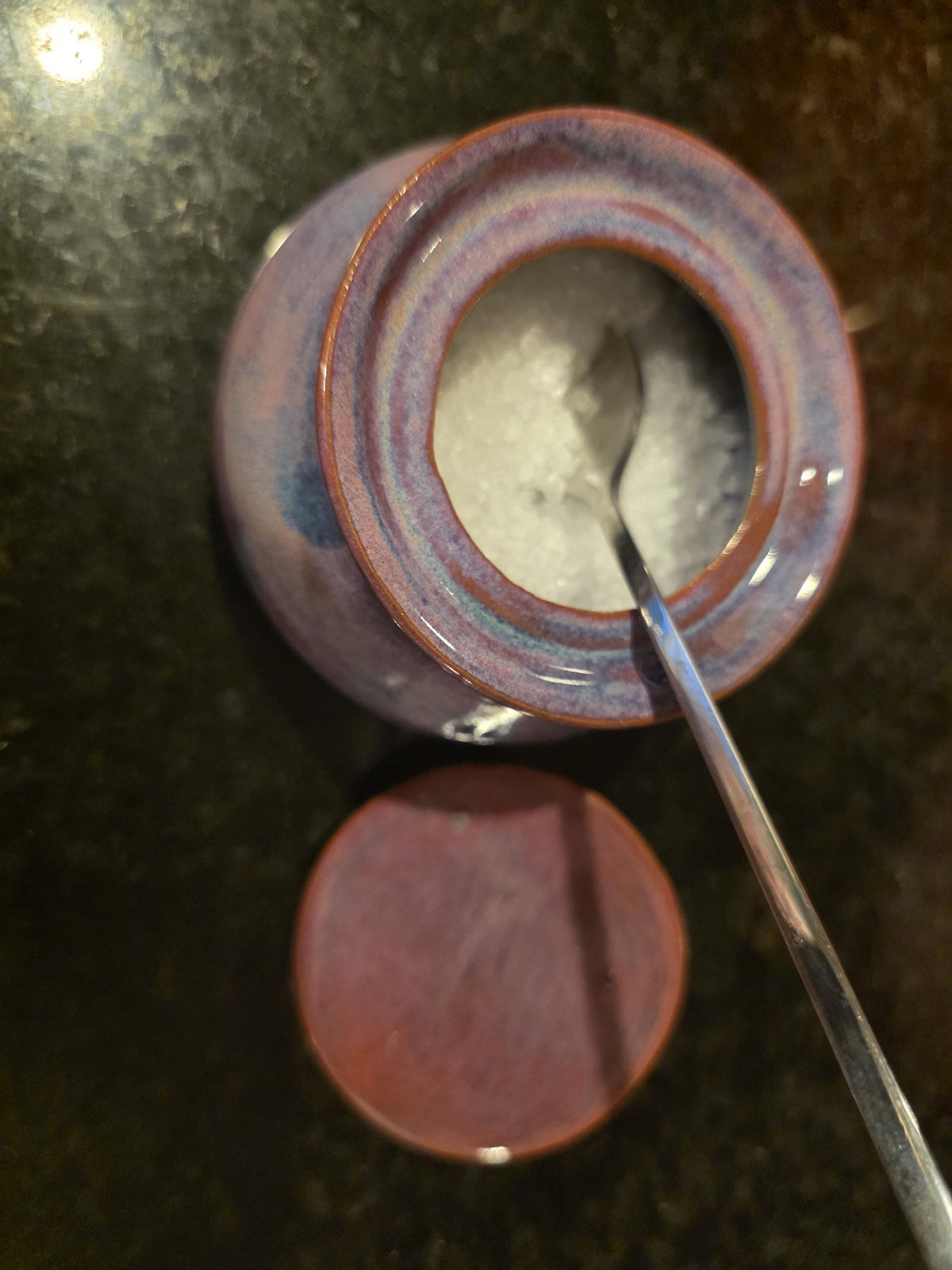 Pink and purple ombre salt cellar, handmade by Outer Reef Ceramics