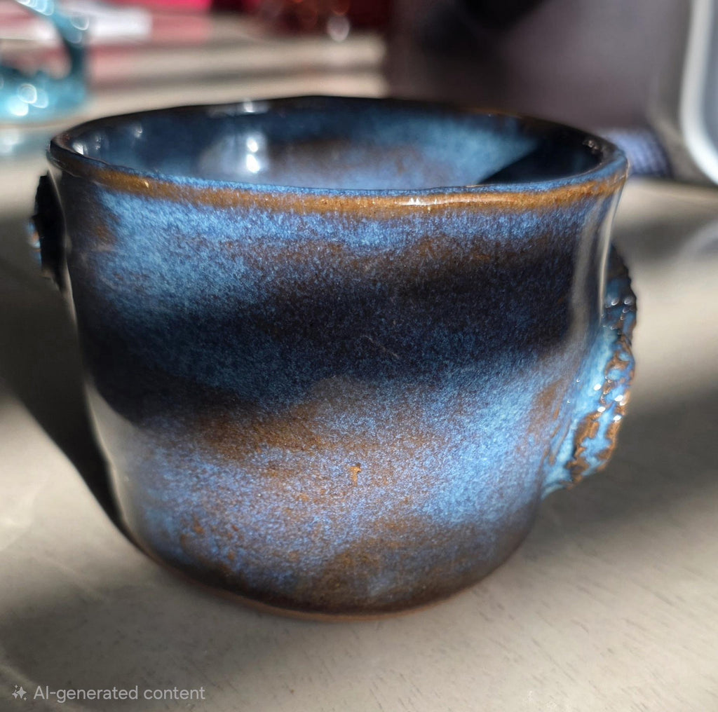 Octopus mug in black clay, handmade by Outer Reef Ceramics