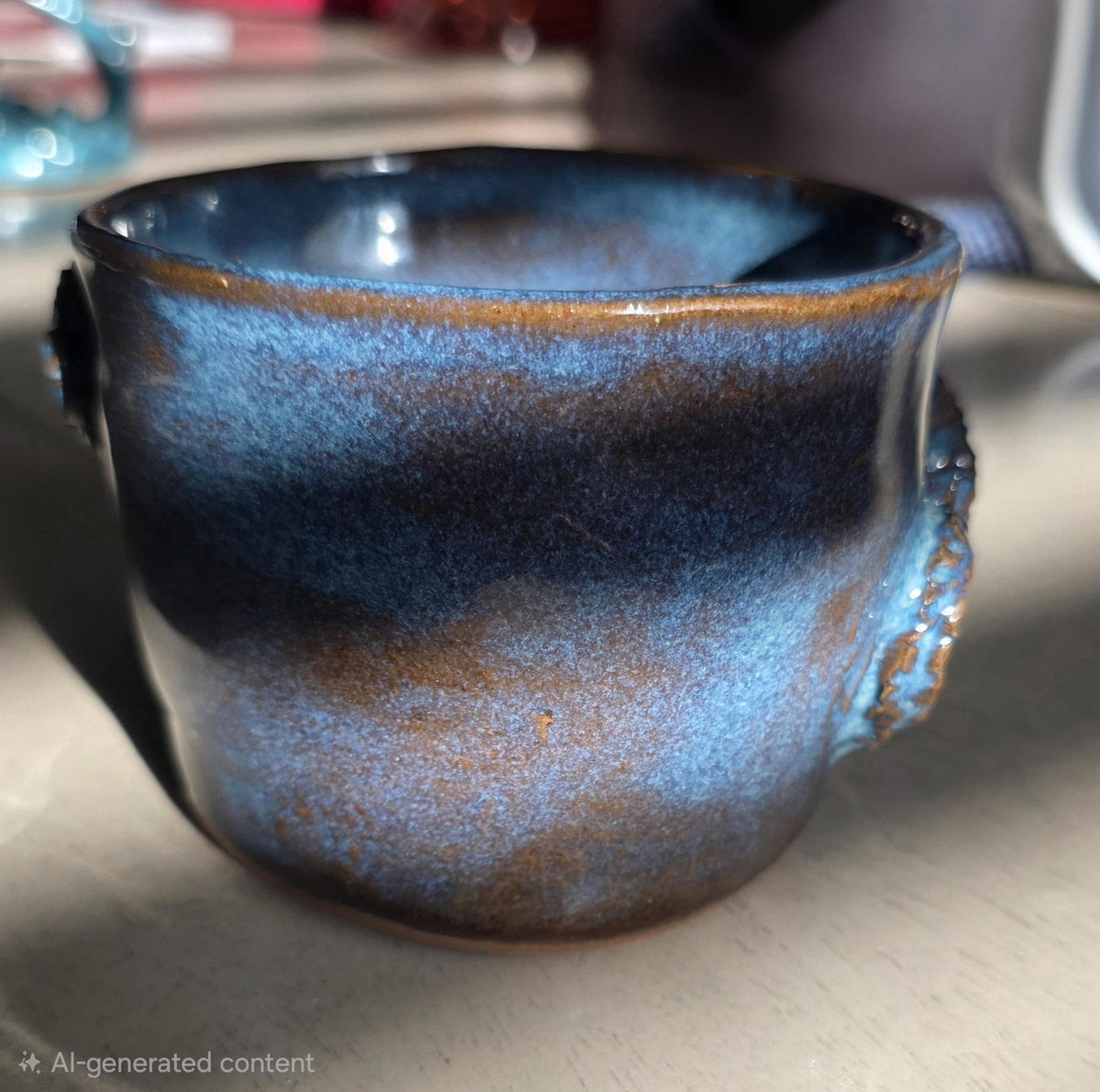 Octopus mug in black clay, handmade by Outer Reef Ceramics