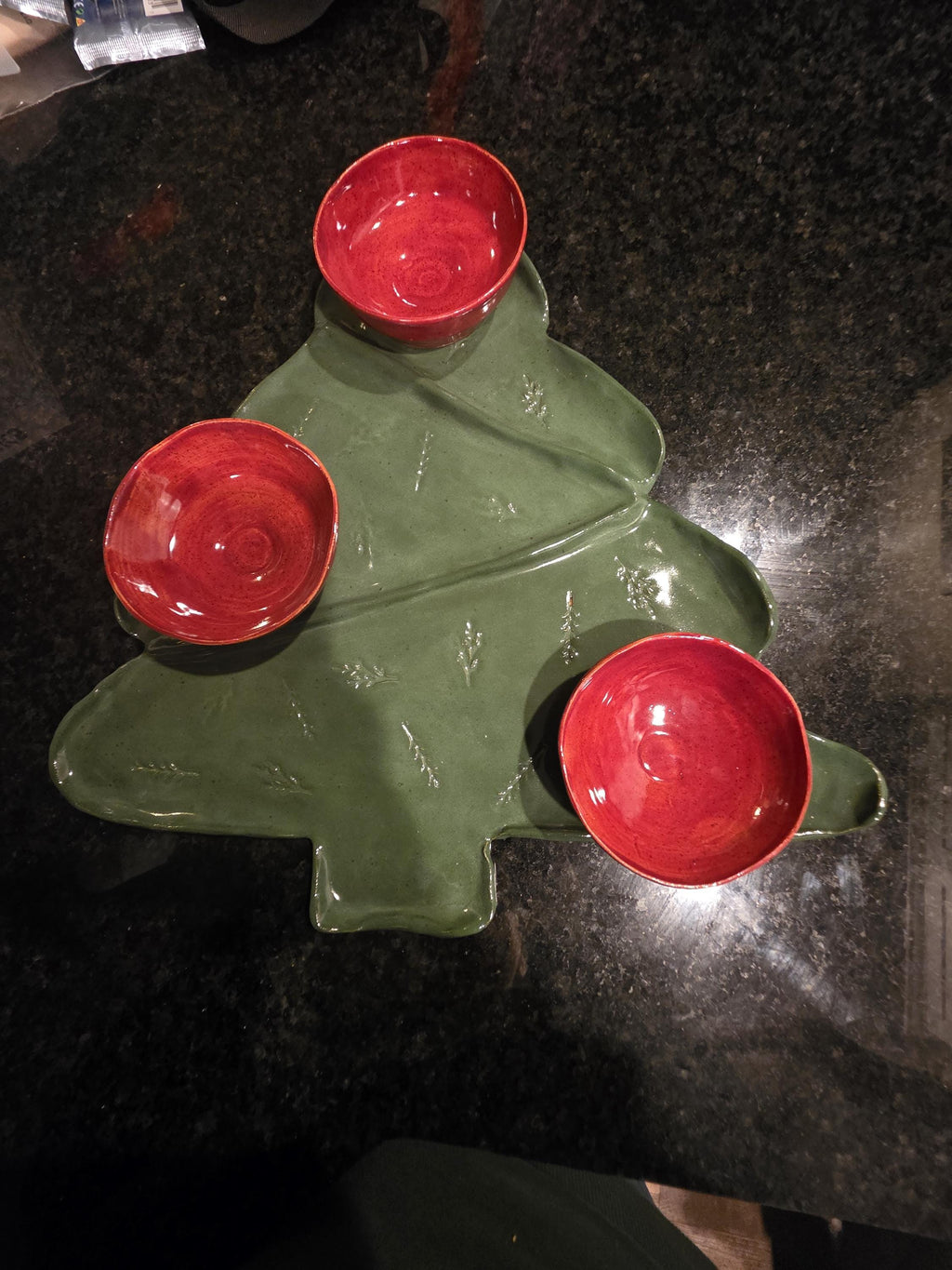 Christmas tree charcuterie board, handmade by Outer Reef Ceramics