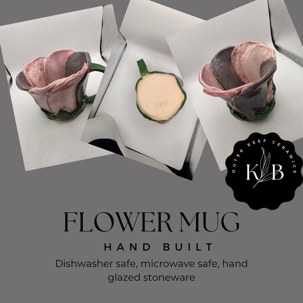 Pink Tulip Flower Mug, handmade ceramic by Outer Reef Ceramics, photo 1