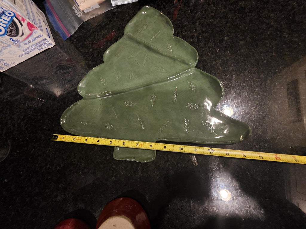 Christmas tree charcuterie board, handmade by Outer Reef Ceramics