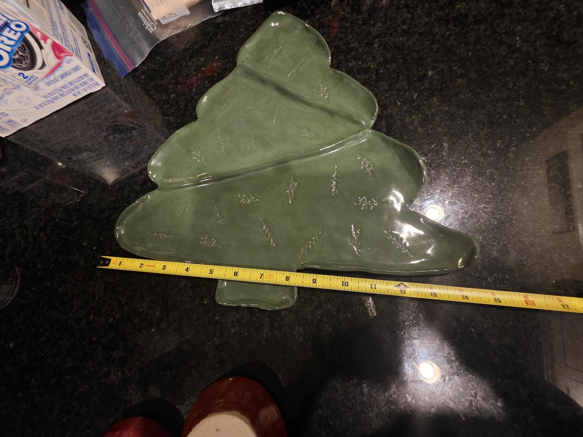 Christmas tree charcuterie board, handmade by Outer Reef Ceramics
