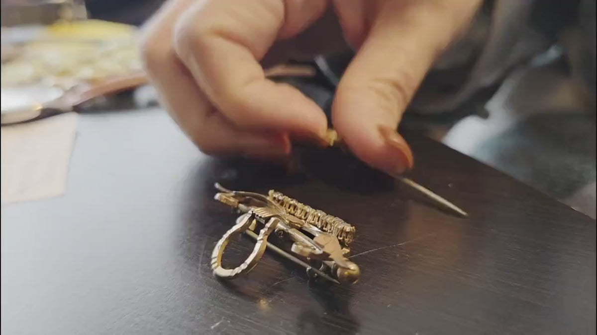 Victorian Gold Filled Masonic Brooch | Antique Freemason Pin with Removable Sword